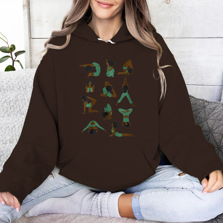 Olivenorma Yoga Poses Sweatshirts surdimensionnés Tenues Pulls polaires Hauts Sweats à capuche - Brun - 2XL - image 10