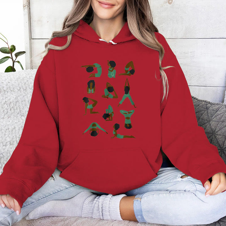 Olivenorma Yoga Poses Sweatshirts surdimensionnés Tenues Pulls polaires Hauts Sweats à capuche - Rouge - 2XL - image 14