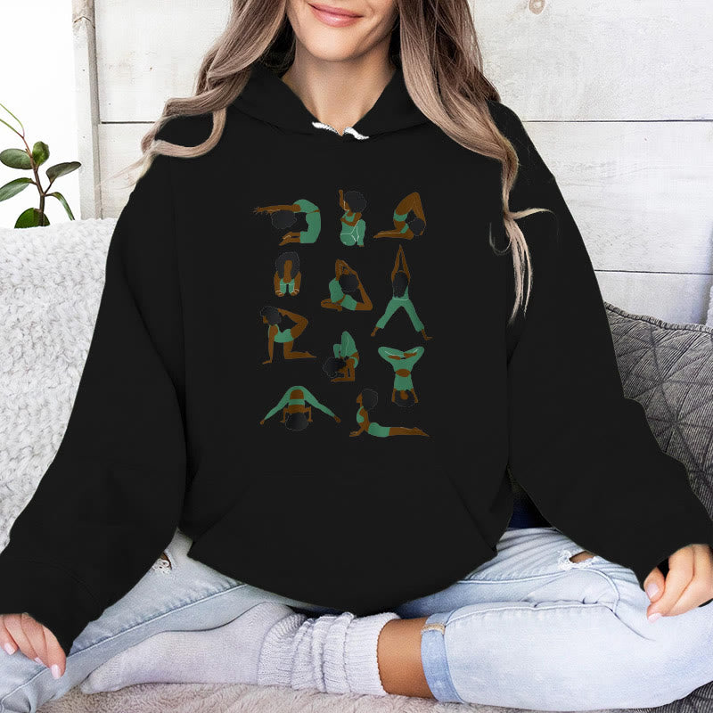 Olivenorma Yoga Poses Sweatshirts surdimensionnés Tenues Pulls polaires Hauts Sweats à capuche - Noir - 2XL - image 4