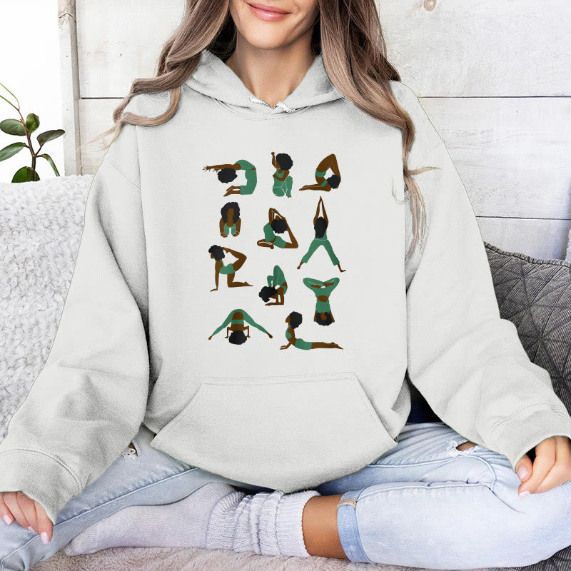 Olivenorma Yoga Poses Sweatshirts surdimensionnés Tenues Pulls polaires Hauts Sweats à capuche - Blanc - 2XL - image 6