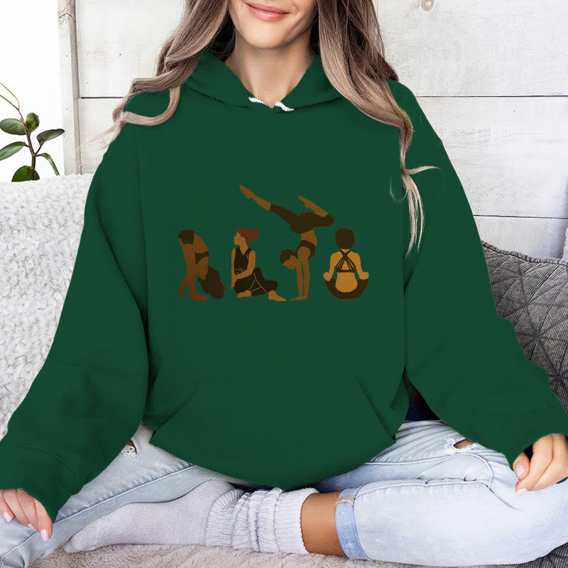 Olivenorma Sweat à capuche unisexe en polaire pour femme, motif yoga, entraînement, méditation, noir - Vert - 2XL - image 14
