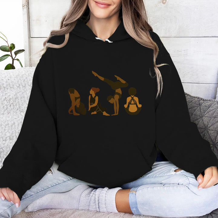 Olivenorma Sweat à capuche unisexe en polaire pour femme, motif yoga, entraînement, méditation, noir - Noir - 2XL - image 4