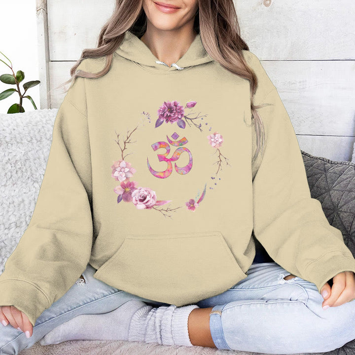 Pulls inspirants Olivenorma avec symbole OM et fleurs, haut polaire, sweat à capuche décontracté pour le yoga - Jaune clair - 2XL - image 11