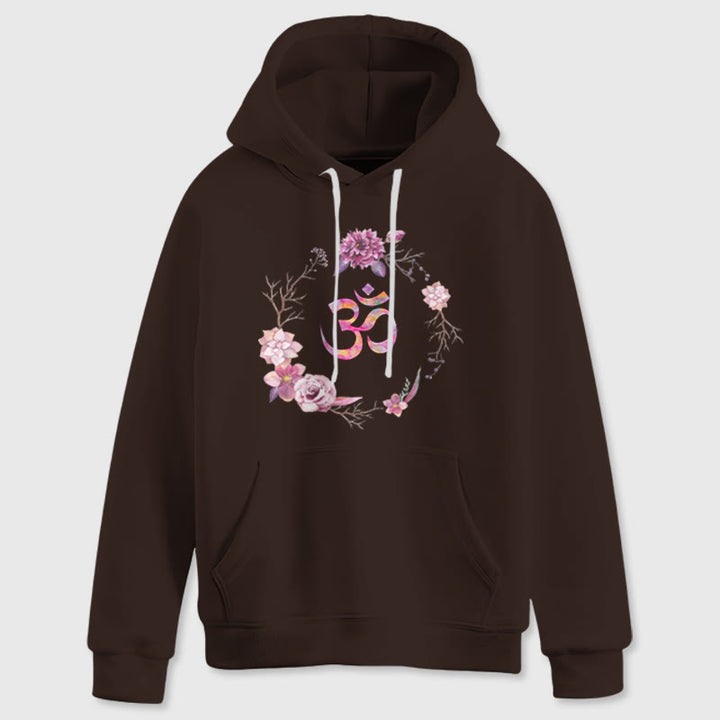 Pulls inspirants Olivenorma avec symbole OM et fleurs, haut polaire, sweat à capuche décontracté pour le yoga - image 1