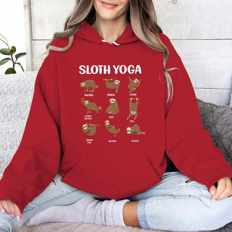 Sweat-shirt à capuche en polaire Olivenorma avec motifs de paresseux amusants, postures de yoga, méditation et yoga - Rouge - 2XL - image 14