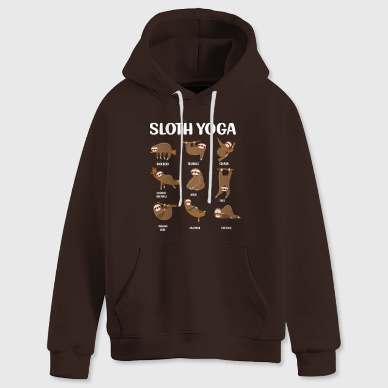 Sweat-shirt à capuche en polaire Olivenorma avec motifs de paresseux amusants, postures de yoga, méditation et yoga - Brun - 2XL - image 10