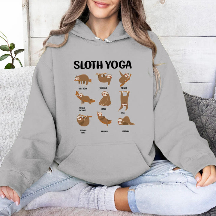 Sweat-shirt à capuche en polaire Olivenorma avec motifs de paresseux amusants, postures de yoga, méditation et yoga - Gris - 2XL - image 8