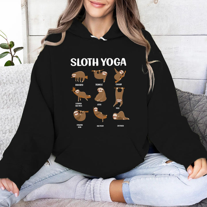 Sweat-shirt à capuche en polaire Olivenorma avec motifs de paresseux amusants, postures de yoga, méditation et yoga - Noir - 2XL - image 4