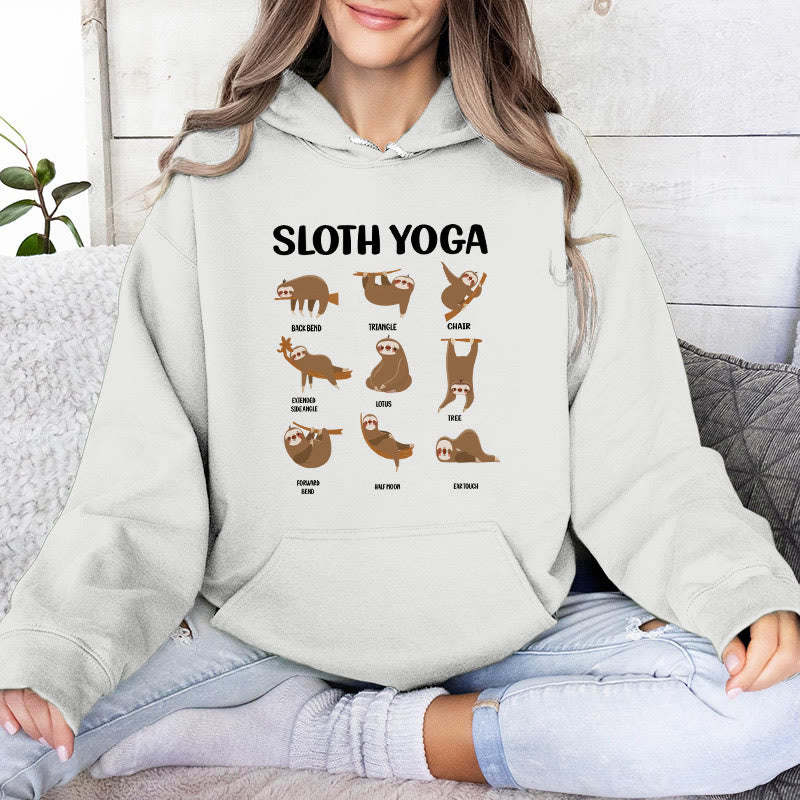 Sweat-shirt à capuche en polaire Olivenorma avec motifs de paresseux amusants, postures de yoga, méditation et yoga - Blanc - 2XL - image 6