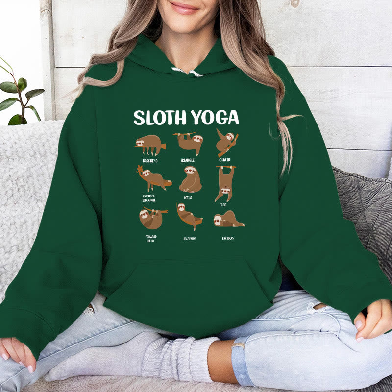 Sweat-shirt à capuche en polaire Olivenorma avec motifs de paresseux amusants, postures de yoga, méditation et yoga - Vert - 2XL - image 0