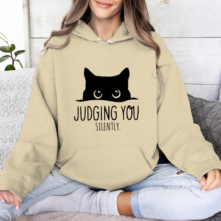 Olivenorma VOUS JUGER SILENCIEUSEMENT Mignon Chaton Ample Sweats Femmes Hommes Sweats à Capuche - Jaune clair - 2XL - image 8
