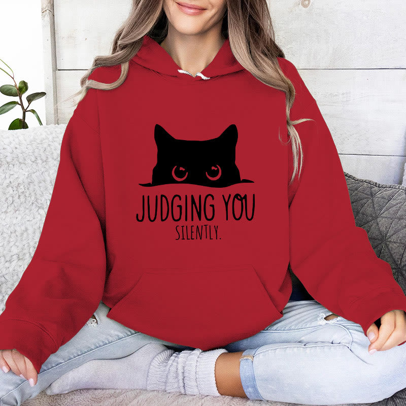 Olivenorma VOUS JUGER SILENCIEUSEMENT Mignon Chaton Ample Sweats Femmes Hommes Sweats à Capuche - Rouge - 2XL - image 10