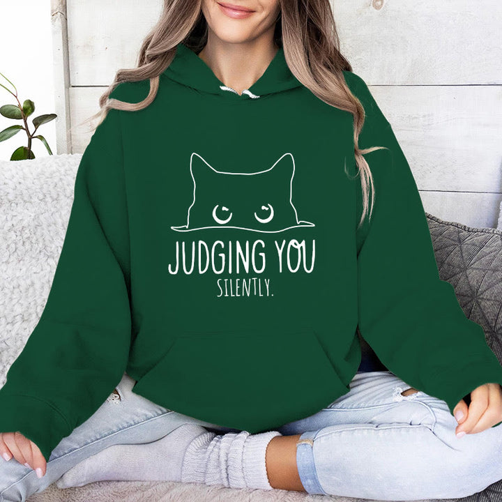 Olivenorma VOUS JUGER SILENCIEUSEMENT Mignon Chaton Ample Sweats Femmes Hommes Sweats à Capuche - Vert - 2XL - image 16