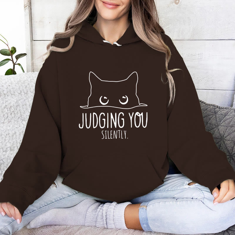 Olivenorma VOUS JUGER SILENCIEUSEMENT Mignon Chaton Ample Sweats Femmes Hommes Sweats à Capuche - Brun - 2XL - image 14