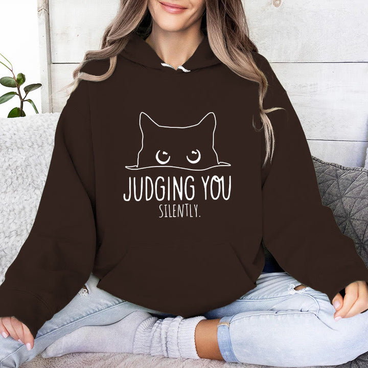 Olivenorma VOUS JUGER SILENCIEUSEMENT Mignon Chaton Ample Sweats Femmes Hommes Sweats à Capuche - Brun - 2XL - image 14