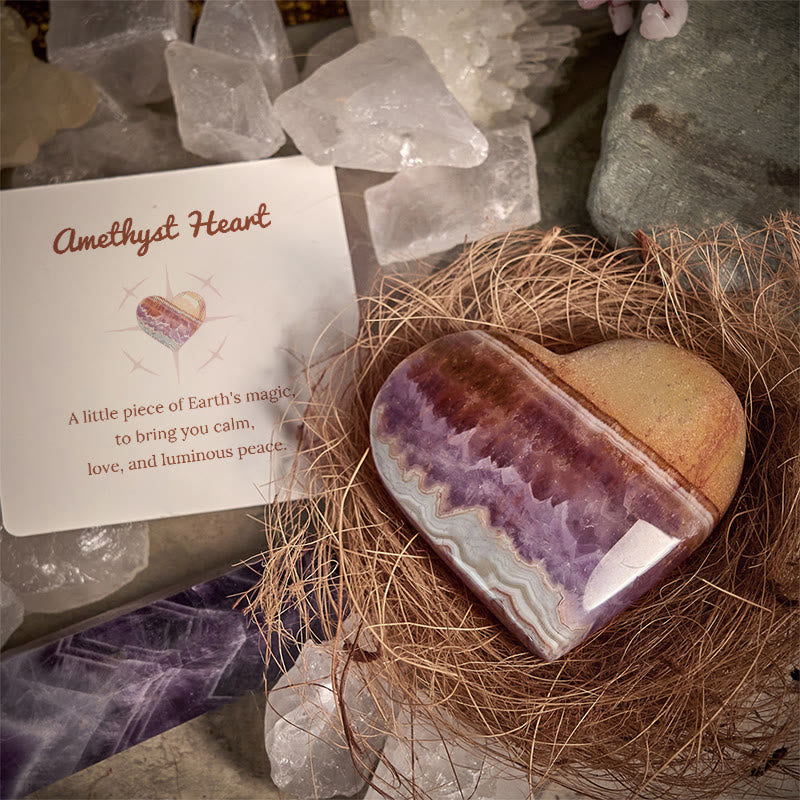 Olivenorma Amethyst Heart Earth's Magic Décoration de pierres précieuses de guérison naturelles - image 3