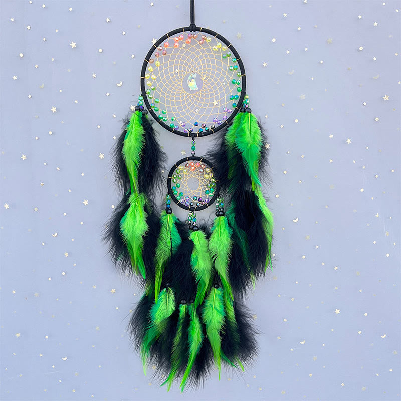 Attrape-rêves circulaires en cristal arc-en-ciel brillant Olivenorma - Avec des lumières - Vert - image 1