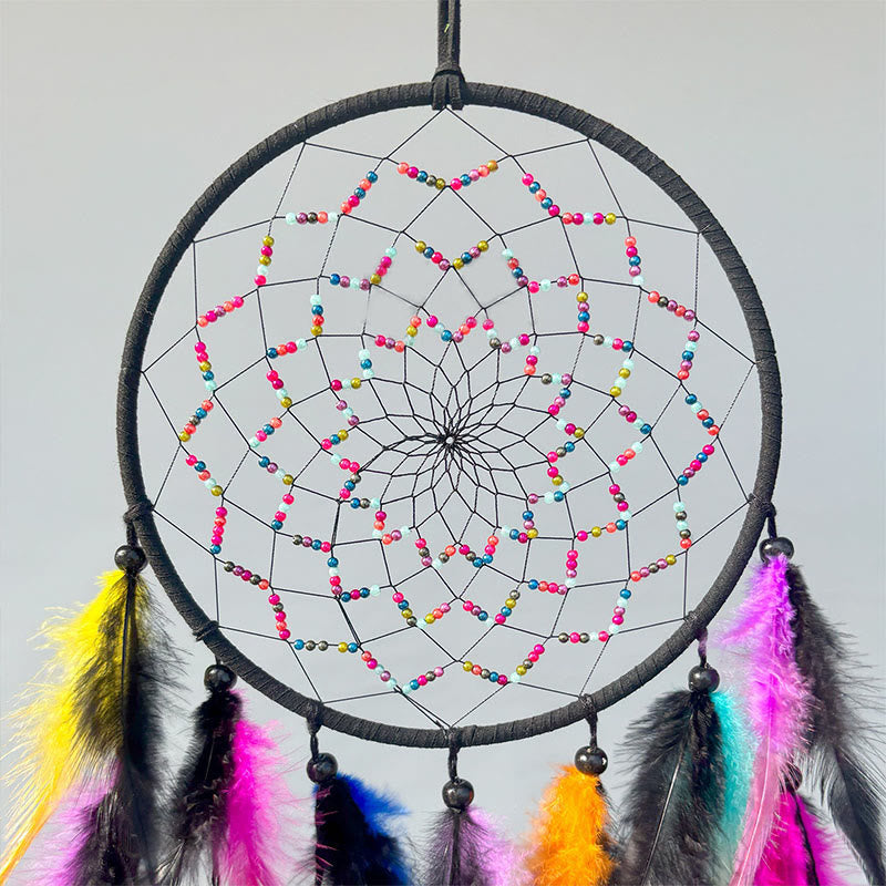 Capteur de rêves circulaire fait main Olivenorma Late Night's Iridescent Feathers - image 2