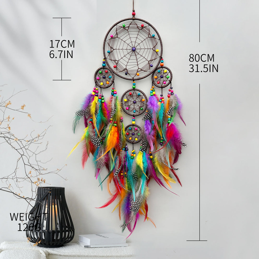 Décoration murale suspendue style bohème symbole tribal Olivenorma, attrape-rêves circulaire en filet - image 1