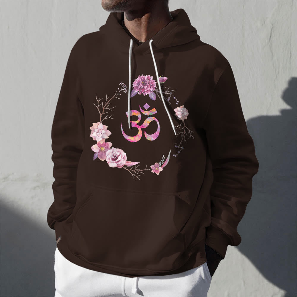 Pulls inspirants Olivenorma avec symbole OM et fleurs, haut polaire, sweat à capuche décontracté pour le yoga - image 2