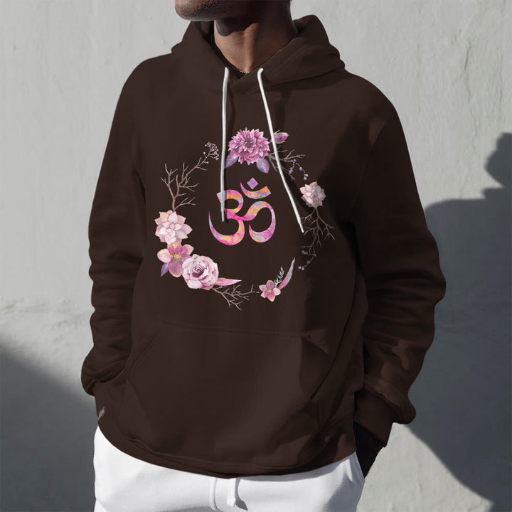Pulls inspirants Olivenorma avec symbole OM et fleurs, haut polaire, sweat à capuche décontracté pour le yoga - image 2