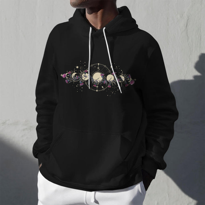 Pull à capuche en polaire à imprimé floral et phase de lune mystique Olivenorma , haut ample - image 3