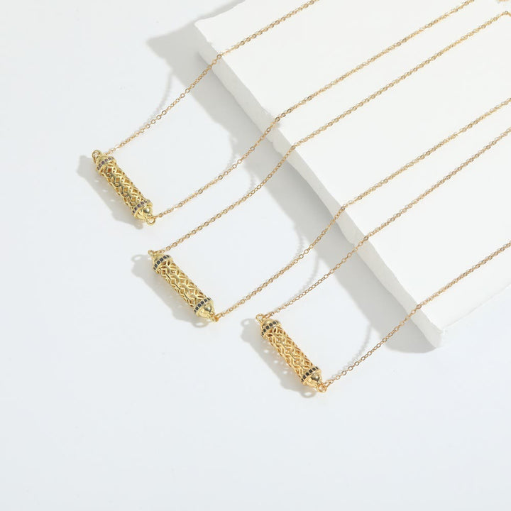 Collier ras du cou vintage en tube creux avec zircone Olivenorma - image 11