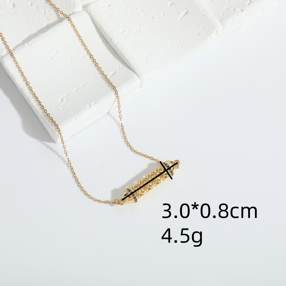 Collier ras du cou vintage en tube creux avec zircone Olivenorma - image 2