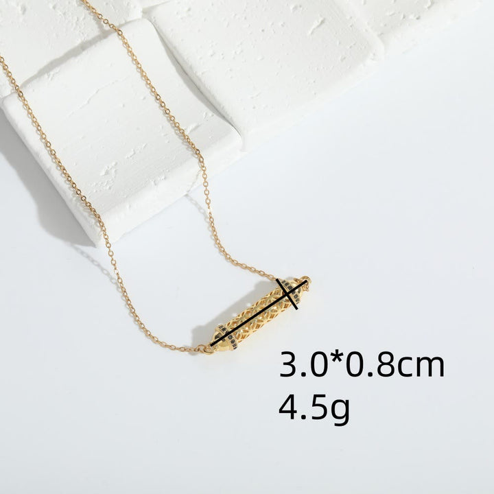 Collier ras du cou vintage en tube creux avec zircone Olivenorma - image 2