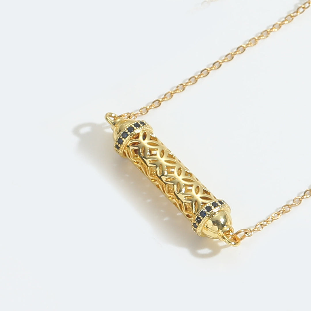 Collier ras du cou vintage en tube creux avec zircone Olivenorma - Bleu nuit - image 5