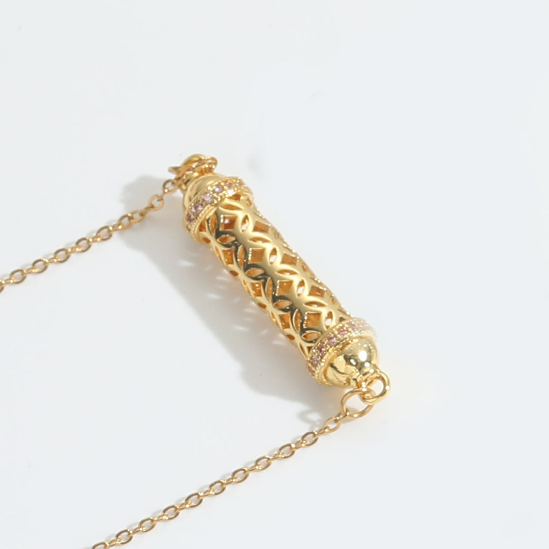 Collier ras du cou vintage en tube creux avec zircone Olivenorma - Rose - image 9