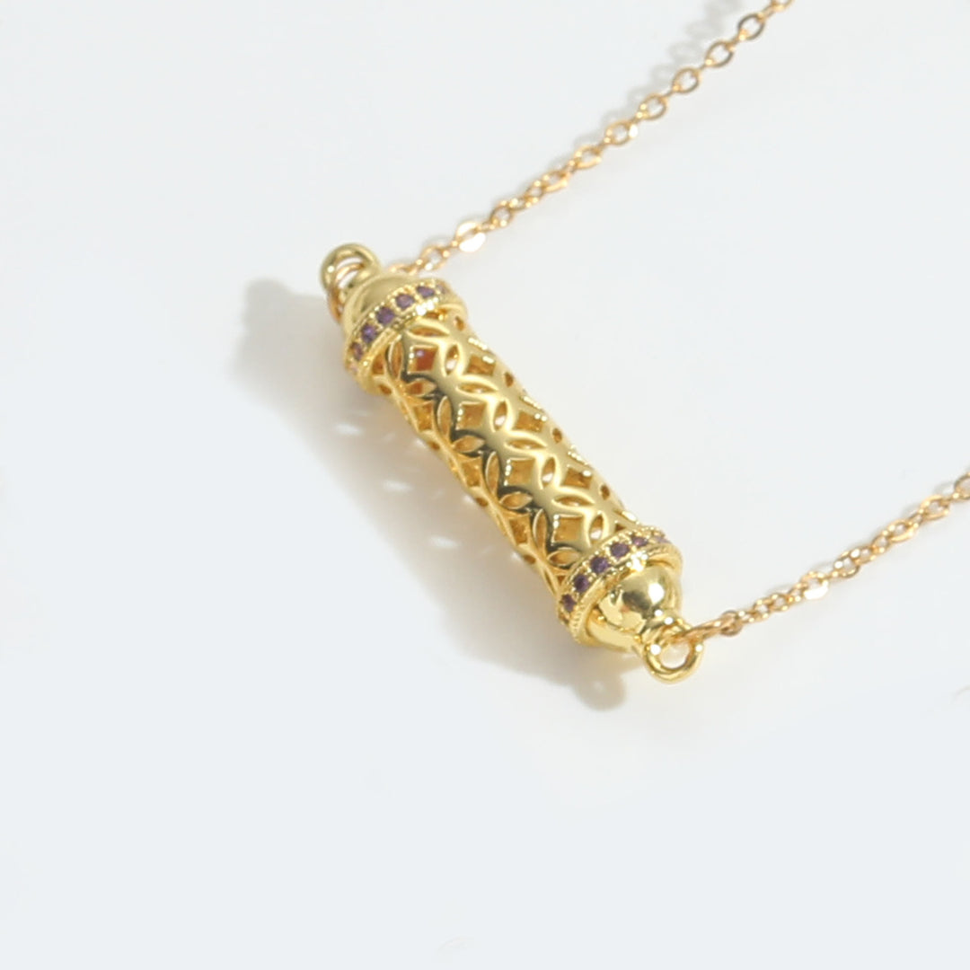 Collier ras du cou vintage en tube creux avec zircone Olivenorma - Violet - image 3