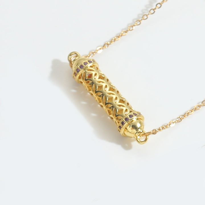 Collier ras du cou vintage en tube creux avec zircone Olivenorma - Violet - image 3