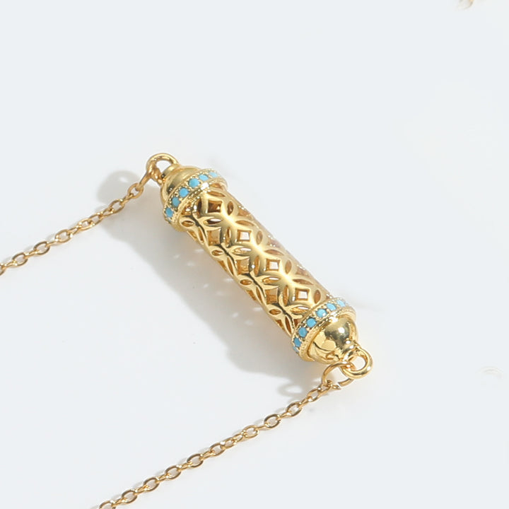 Collier ras du cou vintage en tube creux avec zircone Olivenorma - Bleu - image 7