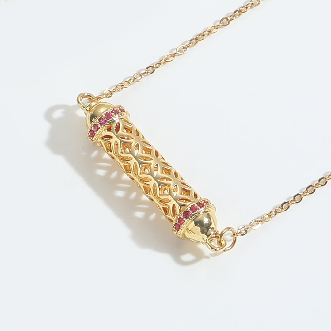 Collier ras du cou vintage en tube creux avec zircone Olivenorma - Rose vif - image 4