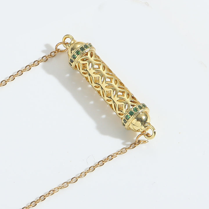 Collier ras du cou vintage en tube creux avec zircone Olivenorma - Vert - image 6