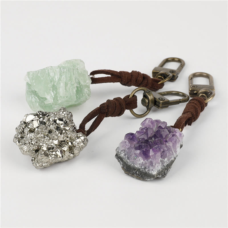 Porte-clés avec pendentif en cristal brut naturel Olivenorma - Fluorite verte - image 0