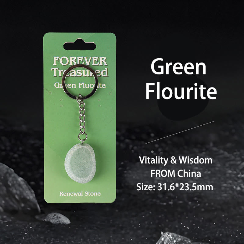 Porte-clés en pierres précieuses naturelles Olivenorma - Thème Renouveau, Amour et Paix - Fluorite verte - image 2