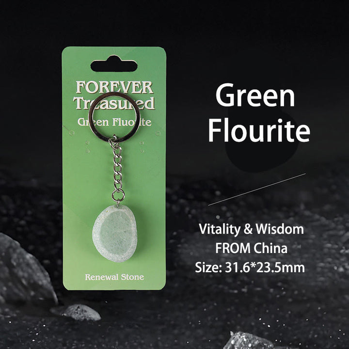 Porte-clés en pierres précieuses naturelles Olivenorma - Thème Renouveau, Amour et Paix - Fluorite verte - image 2