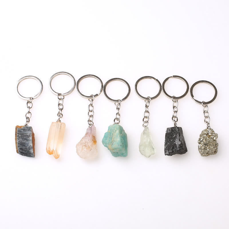 Porte-clés unique en cristal brut et pierre précieuse brute Olivenorma - image 85