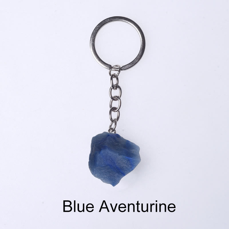 Porte-clés unique en cristal brut et pierre précieuse brute Olivenorma - Aventurine bleue - image 69