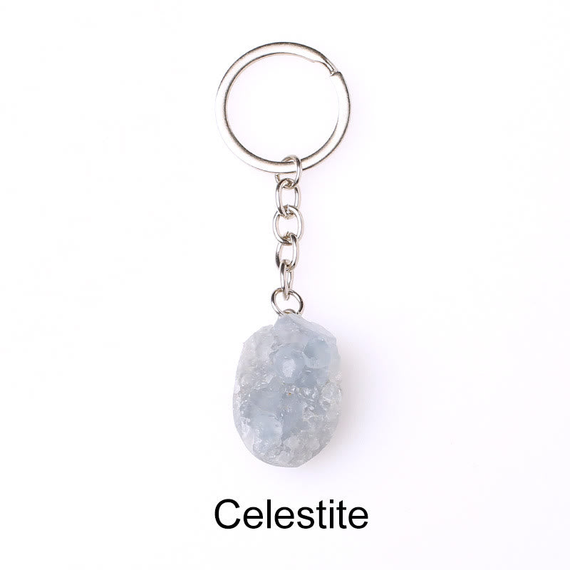Porte-clés unique en cristal brut et pierre précieuse brute Olivenorma - Célestine - image 10
