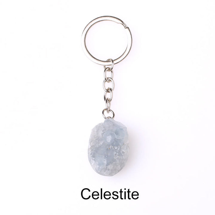 Porte-clés unique en cristal brut et pierre précieuse brute Olivenorma - Célestine - image 10