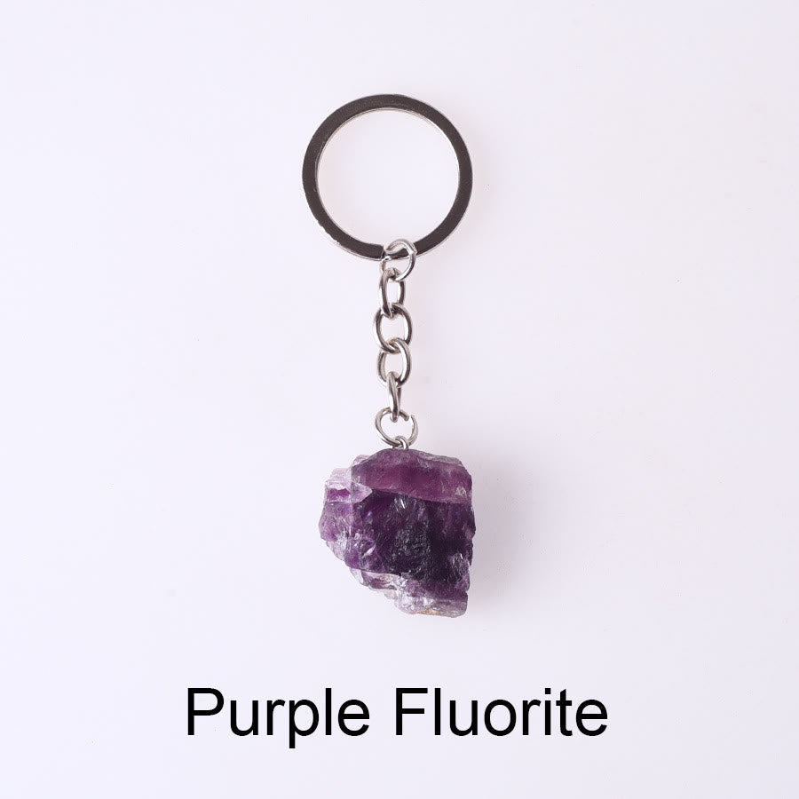Porte-clés unique en cristal brut et pierre précieuse brute Olivenorma - Fluorite violette - image 65