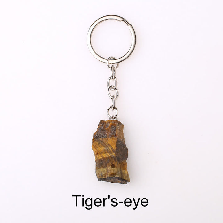 Porte-clés unique en cristal brut et pierre précieuse brute Olivenorma - Œil de tigre - image 22