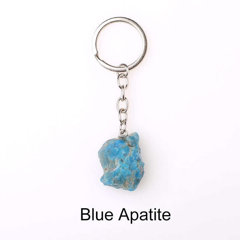 Porte-clés unique en cristal brut et pierre précieuse brute Olivenorma - Apatite bleue - image 43