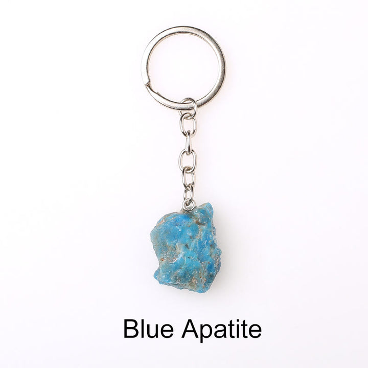 Porte-clés unique en cristal brut et pierre précieuse brute Olivenorma - Apatite bleue - image 43