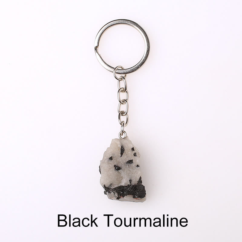 Porte-clés unique en cristal brut et pierre précieuse brute Olivenorma - Tourmaline noire-1 - image 27
