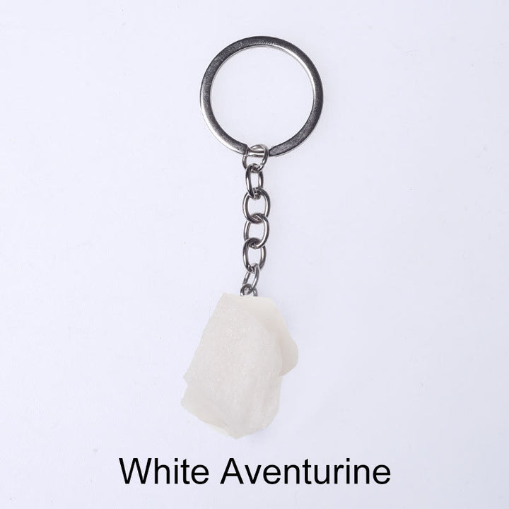 Porte-clés unique en cristal brut et pierre précieuse brute Olivenorma - Aventurine blanche - image 72