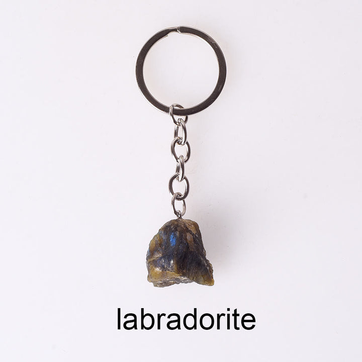 Porte-clés unique en cristal brut et pierre précieuse brute Olivenorma - Labradorite - image 48
